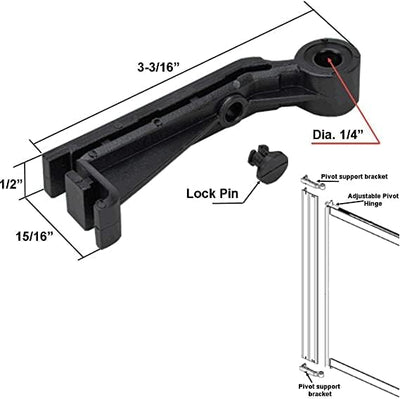 Shower Door Pivot Support Bracket with Lock Pin