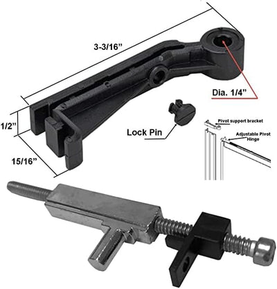 Shower Door Pivot  Hinge with Plastic Support Bracket and Pin