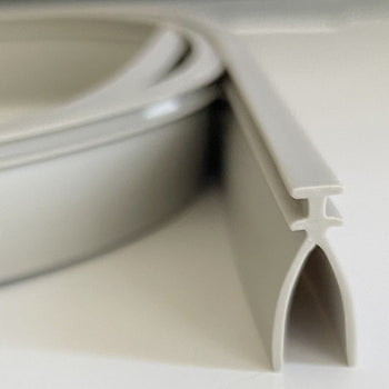 Shower Door Bottom Seal for Manhattan Double Fins 34 inches, 86.4 cm, Grey Rubber Splash Guard