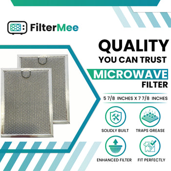 5 7/8 x 7 7/8 x 3/32 inch - 2 Pack - Dacor Frigidaire GE and More Brand Microwave Grease Filter.