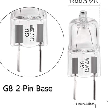 G8 120V 20 Watt SHORT VERSION Halogen Bulbs Replacement For Desk Lamp, Under Counter, Bathroom